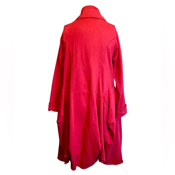 Tulip Red Toggle Lagenlook Collard Duster Jacket Women’s Size M - Picture 4 of 13